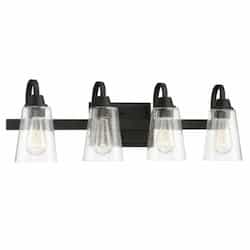 Grace Vanity Light Fixture w/o Bulbs, 4 Lights, Espresso & Seed Glass