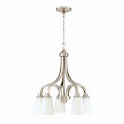 Grace Down Chandelier w/o Bulbs, 5 Lights, Nickel & Frosted Glass