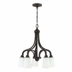 Grace Down Chandelier w/o Bulbs, 5 Lights, Espresso & Frosted Glass