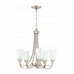 Grace Chandelier w/o Bulbs, 5 Lights, Polished Nickel & Frosted Glass