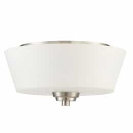 Grace Flush Mount Fixture w/o Bulbs, 2 Lights, Nickel & Frosted Glass