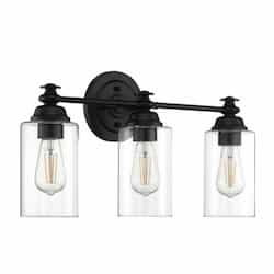 Dardyn Vanity Light Fixture w/o Bulbs, 3 Lights, Flat Black & Clear