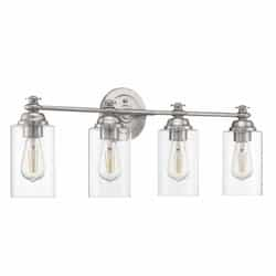 Dardyn Vanity Light Fixture w/o Bulbs, 4 Lights, Nickel & Clear Glass