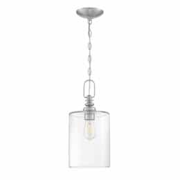 Dardyn Mini Pendant Fixture w/o Bulb, 1 Light, Nickel & Clear Glass