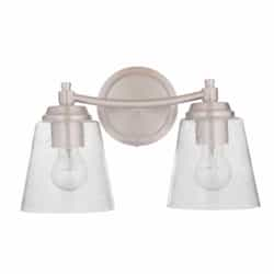 Tyler Vanity Light Fixture w/o Bulbs, 2 Lights, E26, Polished Nickel