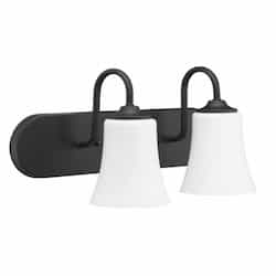 Gwyneth Vanity Light Fixture w/o Bulbs, 2 Lights, Flat Black/White