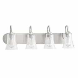 Gwyneth Vanity Light Fixture w/o Bulbs, 4 Lights, Nickel/Clear Glass