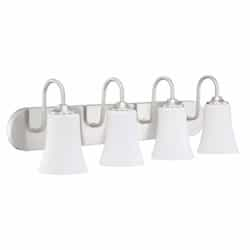 Gwyneth Vanity Light Fixture w/o Bulbs, 4 Lights, Nickel/White Glass