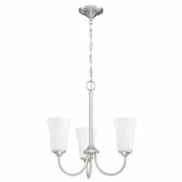 Gwyneth Chandelier Fixture w/o Bulbs, 3 Lights, Nickel/White Glass