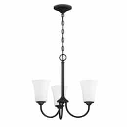 Gwyneth Chandelier Fixture w/o Bulbs, 3 Lights, Flat Black/White