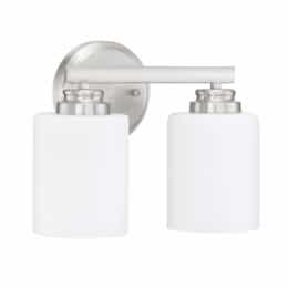 Bolden Vanity Light Fixture w/o Bulbs, 2 Lights, Nickel/White Glass