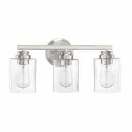 Bolden Vanity Light Fixture w/o Bulbs, 3 Lights, Nickel/Clear Glass