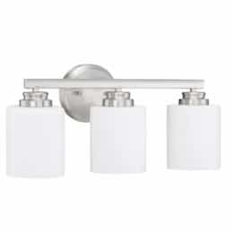 Bolden Vanity Light Fixture w/o Bulbs, 3 Lights, Nickel/White Glass