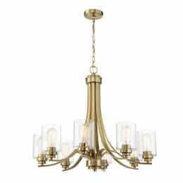 Bolden Chandelier Fixture w/o Bulbs, 8 Lights, Satin Brass/Clear Glass