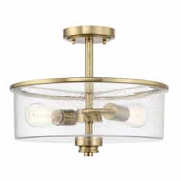 Bolden Semi Flush Fixture w/o Bulbs, 2 Lights, Satin Brass/Clear Glass