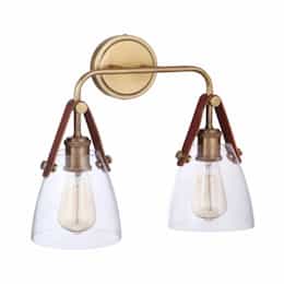 Hagen Vanity Light Fixture w/o Bulbs, 2 Lights, E26, Vintage Brass