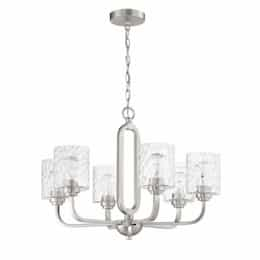 Collins Chandelier Fixture w/o Bulbs, 6 Lights, E26, Polished Nickel