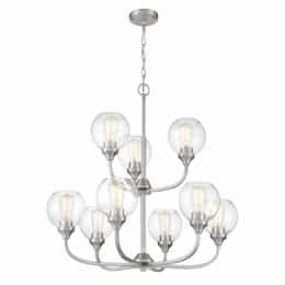 Glenda Chandelier Fixture w/o Bulbs, 9 Lights, E26, Polished Nickel