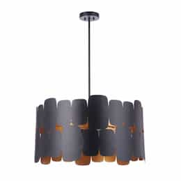 Sabrina Medium Pendant Fixture w/o Bulbs, 5 Lights, E26, Black/Gold