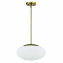 Gaze Oval Pendant Light Fixture w/o Bulb, E26, Satin Brass/White