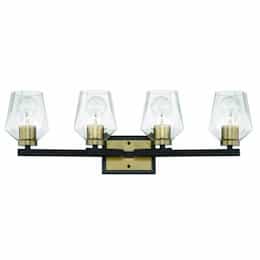 Avante Grand Vanity Light Fixture w/o Bulbs, 4 Lights, Black/Brass