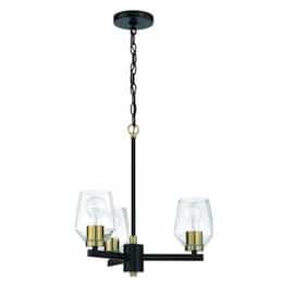 Avante Grand Chandelier Fixture w/o Bulbs, 3 Lights, Black/Brass