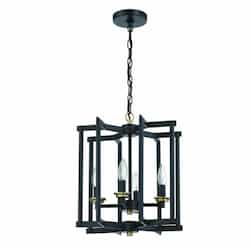 Avante Grand Pendant Fixture w/o Bulbs, 4 Lights, E12, Black/Brass