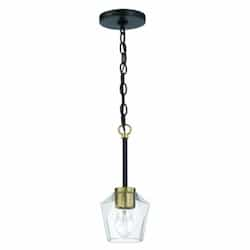 Avante Grand Mini Pendant Fixture w/o Bulb, 1 Light, E26, Black/Brass