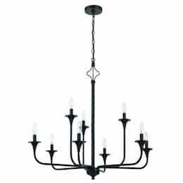 Jolenne Chandelier Fixture w/o Bulbs, 9 Lights, E12, Flat Black