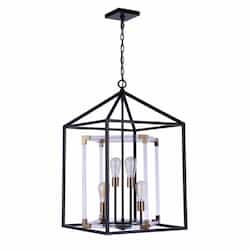 Aaron Pendant Light Fixture w/o Bulbs, 4 Lights, E26, Black/Brass