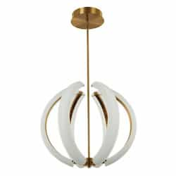 59W LED Unwind Small Pendant Light, 6 Lights, Dim, 3000K, Satin Brass