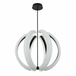 122W LED Unwind Pendant Light, 6 Lights, Dim, 3000K, Flat Black