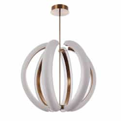 122W LED Unwind Pendant Light, 6 Lights, Dim, 3000K, Satin Brass