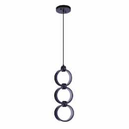 15W LED Context Pendant Light, 3 Lights, Dim, 540lm, 3000K, Flat Black