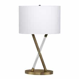 Acrylic and Metal Base Table Lamp Fixture w/o Bulb, E26, White/Brass