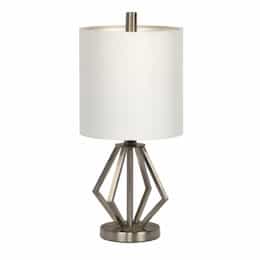Indoor Metal Base Table Lamp Fixture w/o Bulb, White/Nickel