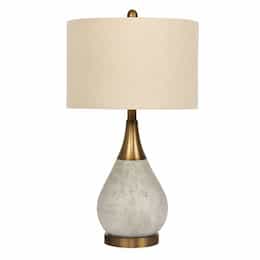 Concrete and Metal Base Table Lamp Fixture w/o Bulb, Antique Brass