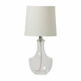 Clear Glass Base Table Lamp Fixture w/o Bulb, E26, White/Nickel
