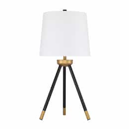 Metal Tri-Pod Base Table Lamp Fixture w/o Bulb, Black/Gold, 2-Pack