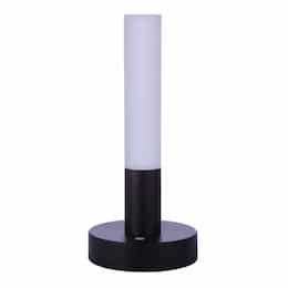 5W LED Indoor Rechargeable Cylinder Table Lamp, Dim, 3000K, Flat Black