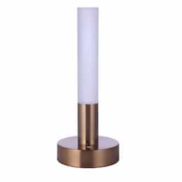 5W LED Indoor Rechargeable Cylinder Table Lamp, Dim, 3000K, Brass