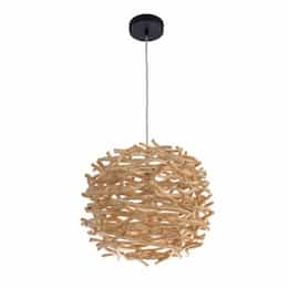 Pendant Light Fixture w/o Bulb, 1 Light, E26, Natural Wood