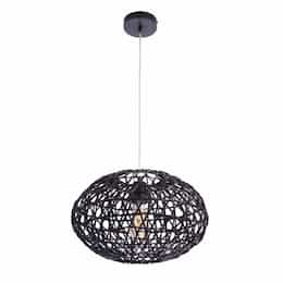 Woven Orb Pendant Light Fixture w/o Bulb, 1 Light, E26, Flat Black