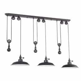 Pulley Pendant Light Fixture w/o Bulbs, 3 Lights, E26, Aged Bronze