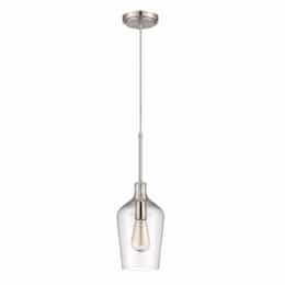 Mini Pendant Light Fixture w/o Bulb, 1 Light, E26, Brushed Nickel