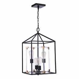 Aaron Pendant Light Fixture w/o Bulbs, 4 Lights, E26, Black/Brass