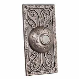 0.2W LED Designer Rectangular Lighted Push Button, Antique Pewter