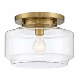 Peri Flush Mount Light Fixture w/o Bulb, E26, Satin Brass