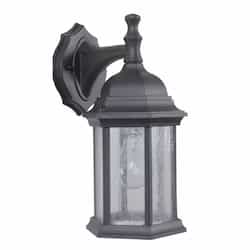 Hex Style Cast Outdoor Lantern Wall Sconce w/o Bulb, Textured Black