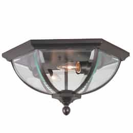 Britannia Outdoor Flush Mount w/o Bulb, 2 Light, E26, Oiled Bronze